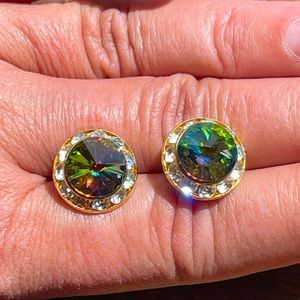 Rainbow Swarovski crystal earrings, vintage